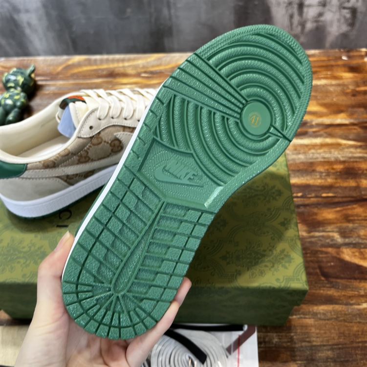 Gvc*1 X AIR JORDAN 1 LOW WHITE BROWN GREEN   GCC050