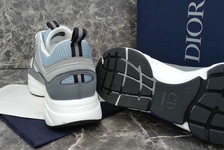 D10r B22 SNEAKERS WHITE AND BLUE TECHNICAL MESH AND GRAY CALFSKIN   DO001