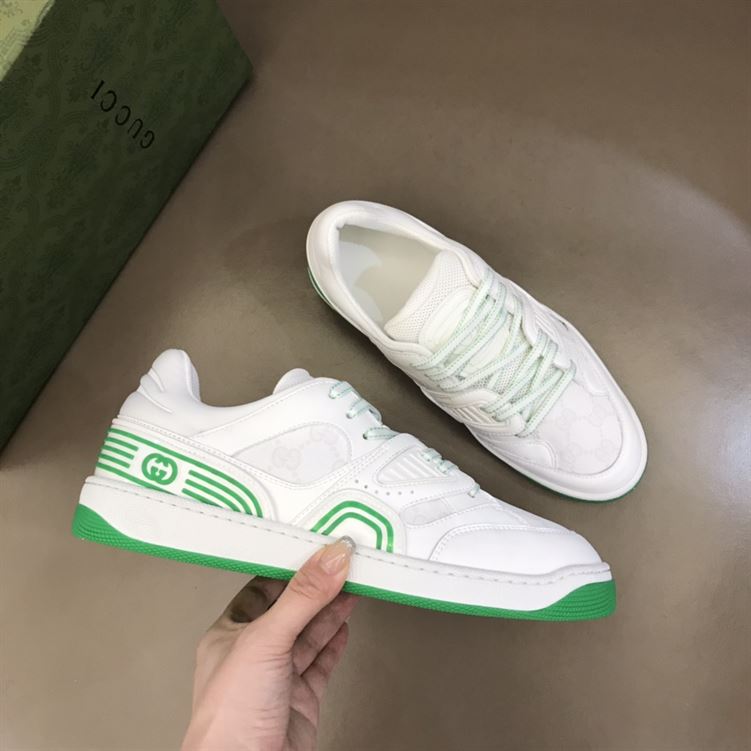 Gvc*1 BASKET SNEAKERS IN WHITE AND GREEN   GCC032