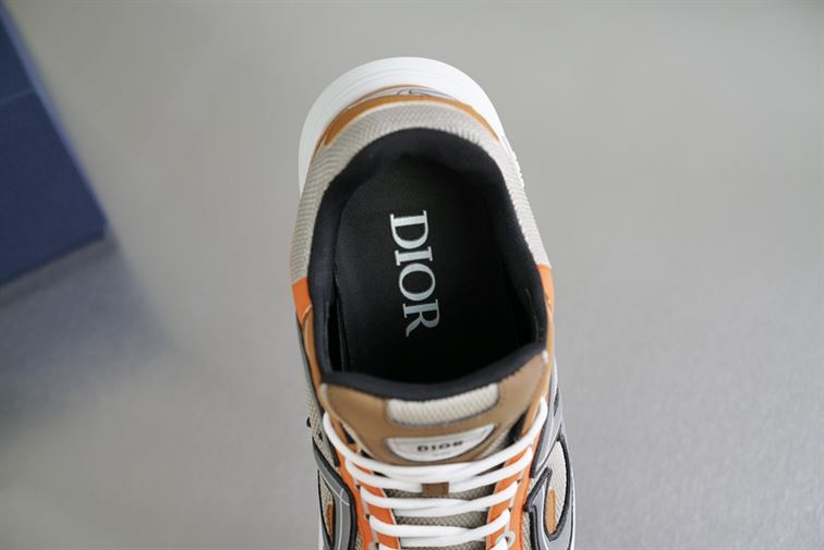D10r B30 SNEAKER CREAM MESH WITH ORANGE AND BROWN TECHNICAL FABRIC   DO072