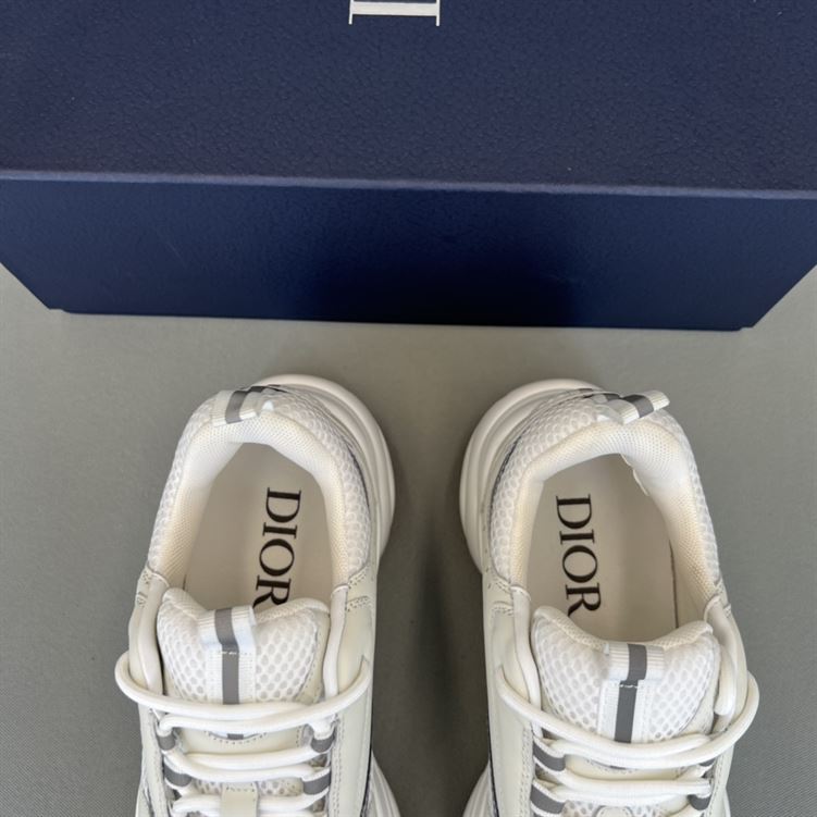 D10r B22 SNEAKERS WHITE TECHNICAL MESH WITH WHITE AND SILVER-TONE CALFSKIN   DO002