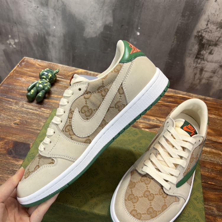 Gvc*1 X AIR JORDAN 1 LOW WHITE BROWN GREEN   GCC050