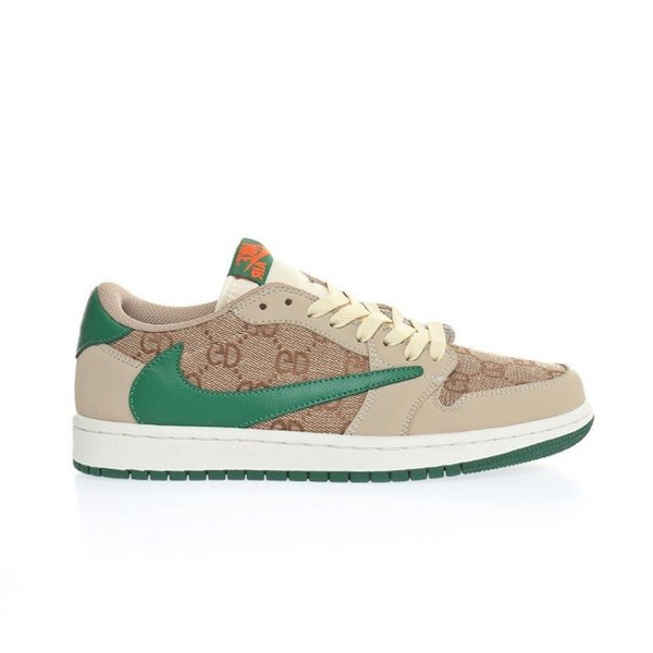 Gvc*1 X AIR JORDAN 1 LOW WHITE BROWN GREEN   GCC050