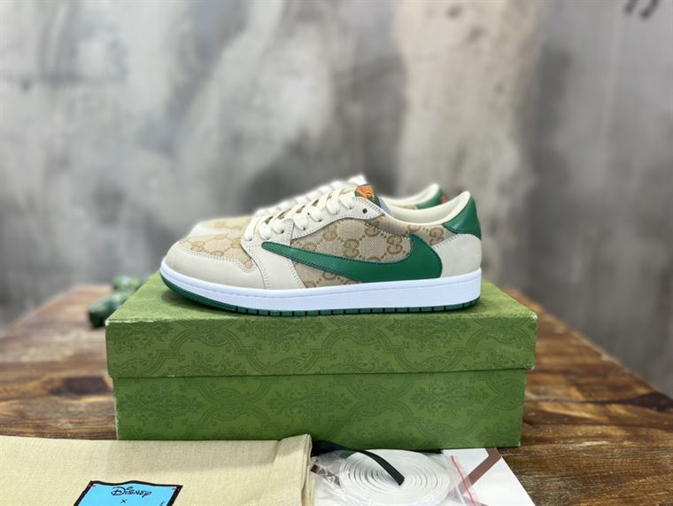 Gvc*1 X AIR JORDAN 1 LOW WHITE BROWN GREEN   GCC050