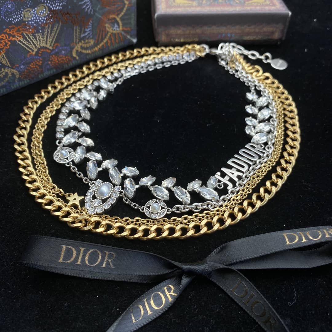 Fake Chr1st1an D10r Logo Necklace