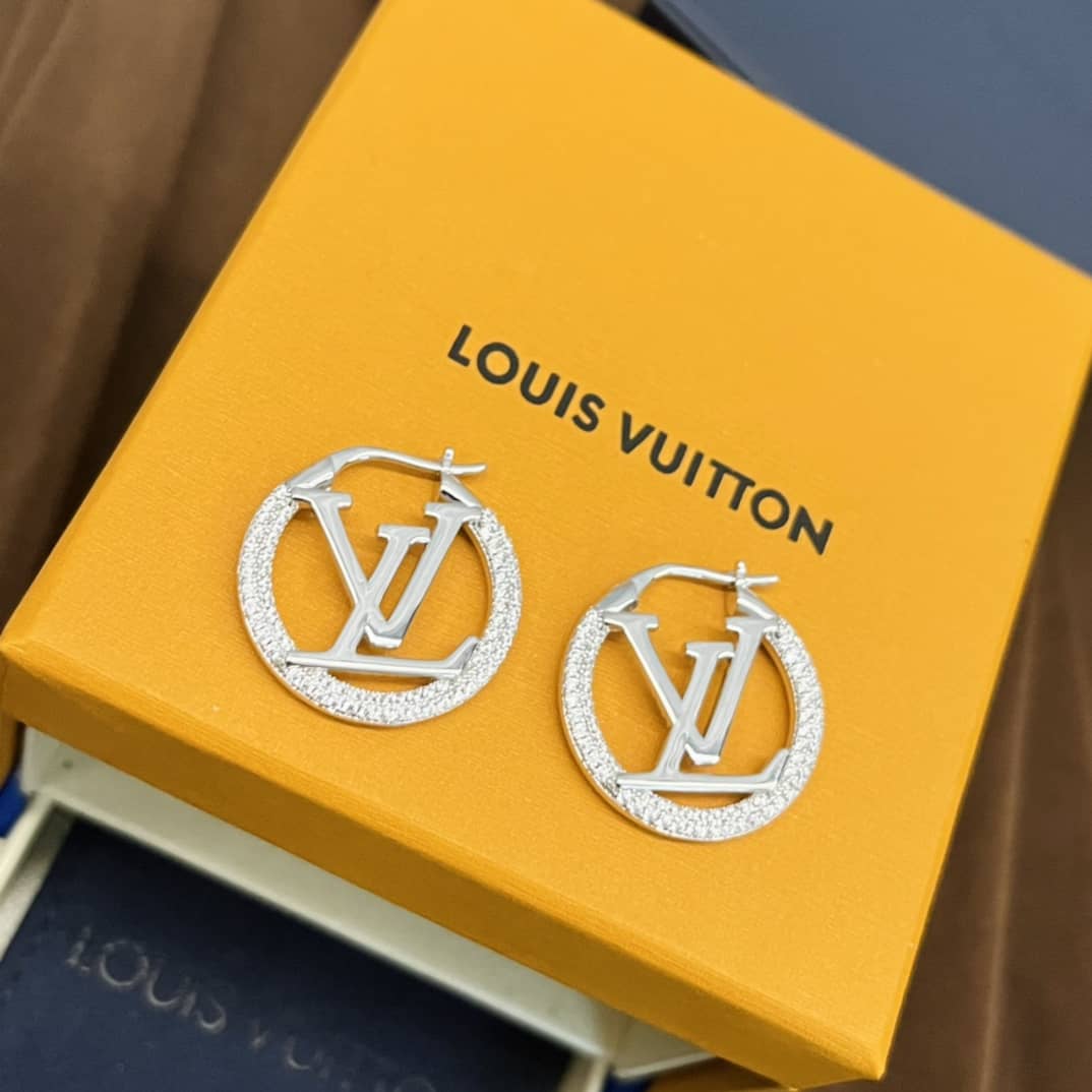 LV Hoop Earrings Dupe Logo