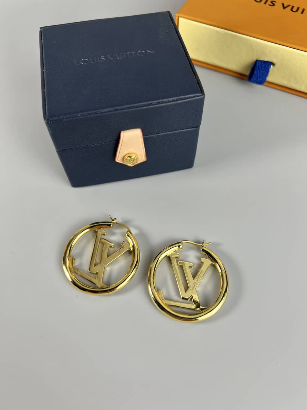 LV Hoop Earrings Dupe Logo