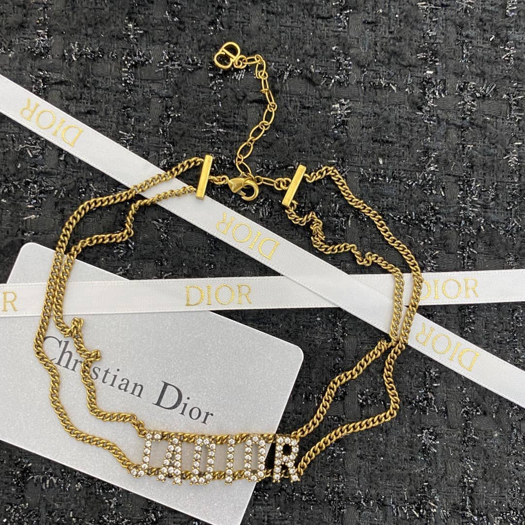 Fake Chr1st1an D10r Logo Necklace