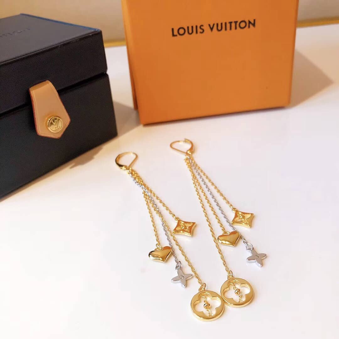 LV Hoop Earrings Dupe Logo