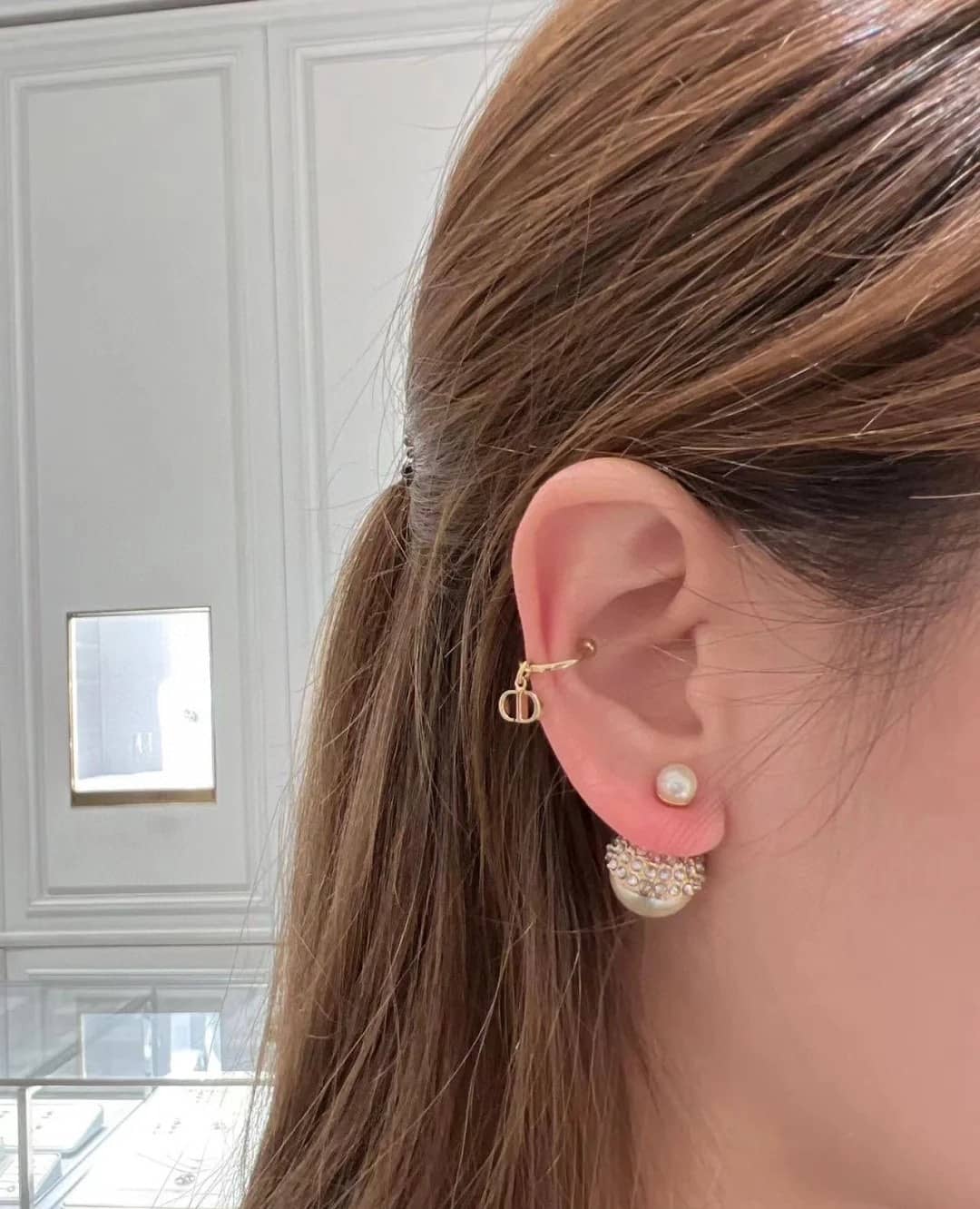 Fake Chr1st1an D10r Logo Earring