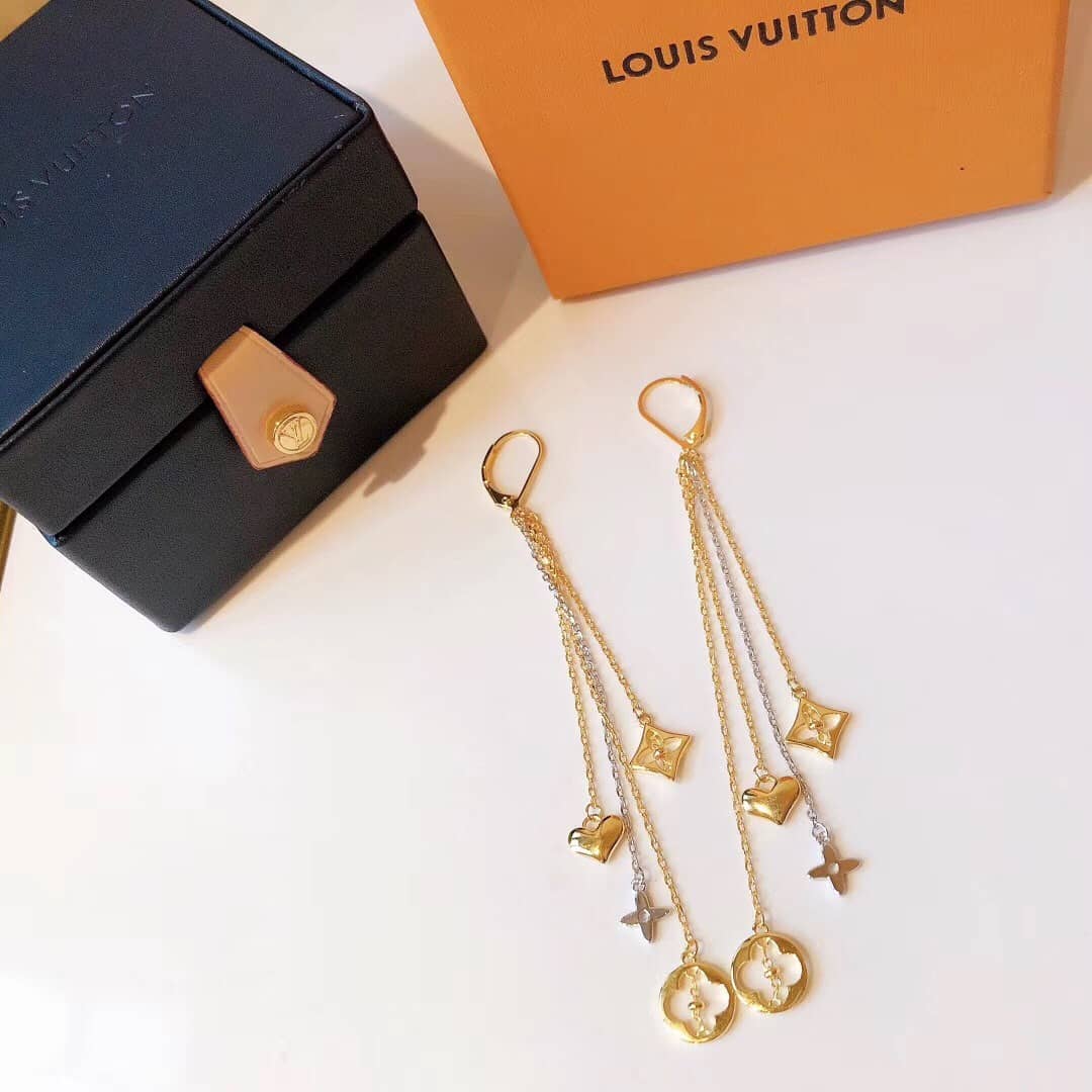 LV Hoop Earrings Dupe Logo