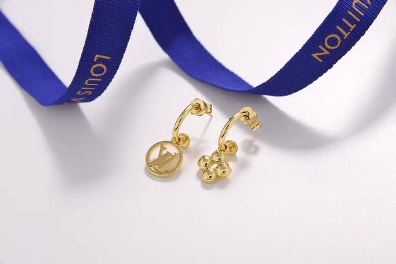 LV Hoop Earrings Dupe Logo