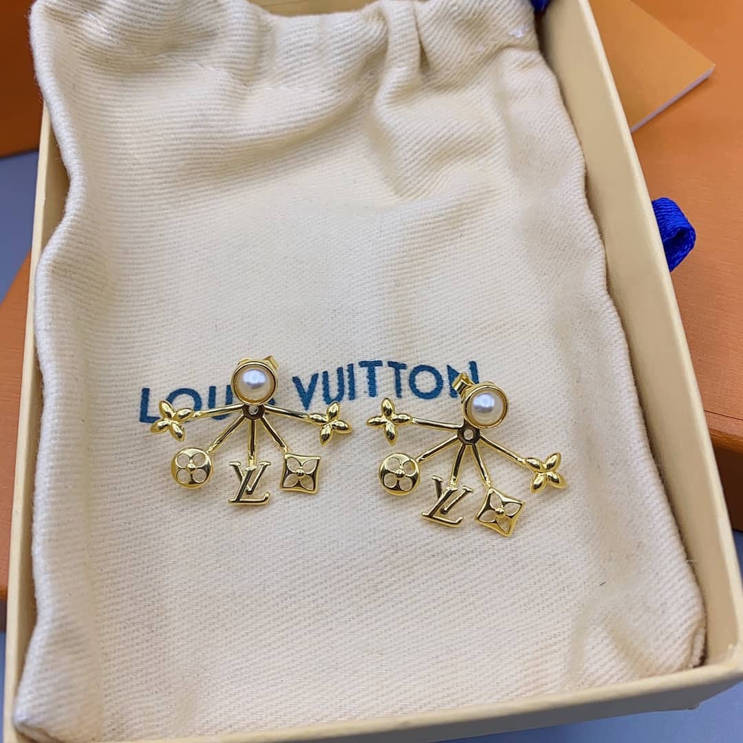 LV Hoop Earrings Dupe Logo