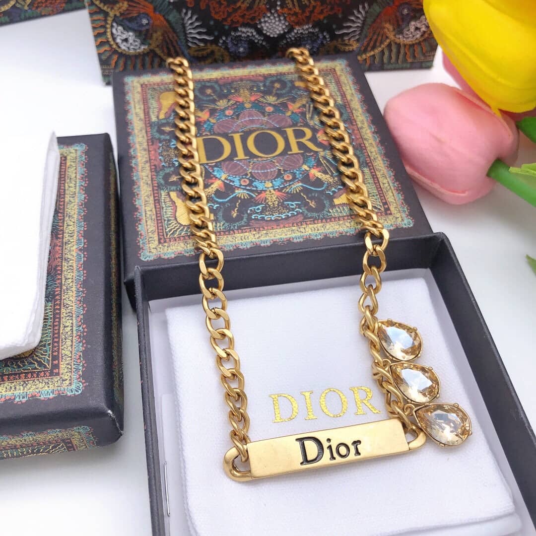 Fake Chr1st1an D10r Logo Necklace