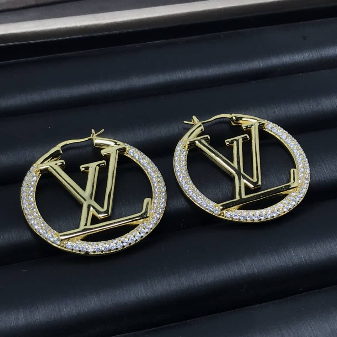 LV Hoop Earrings Dupe Logo
