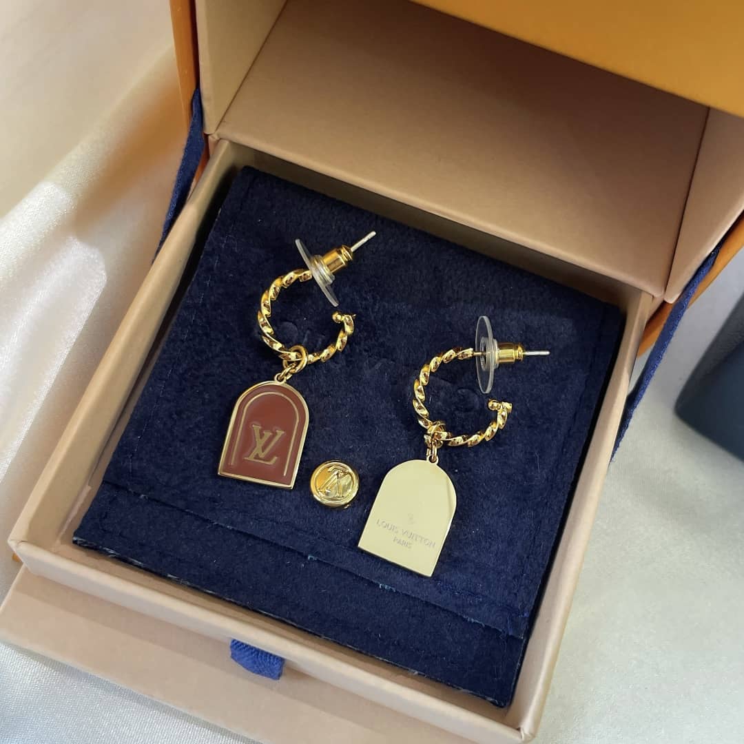 LV Hoop Earrings Dupe Logo