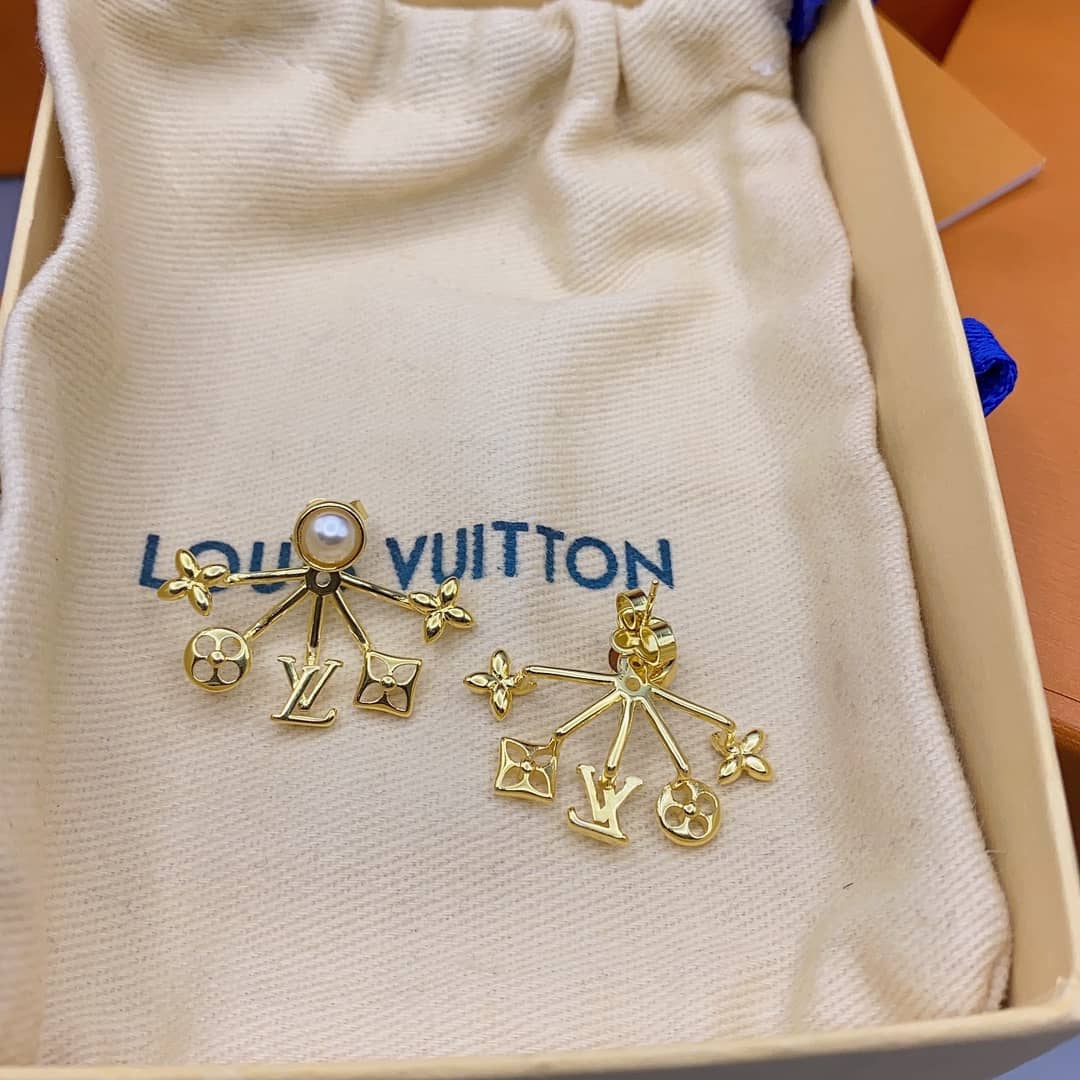 LV Hoop Earrings Dupe Logo