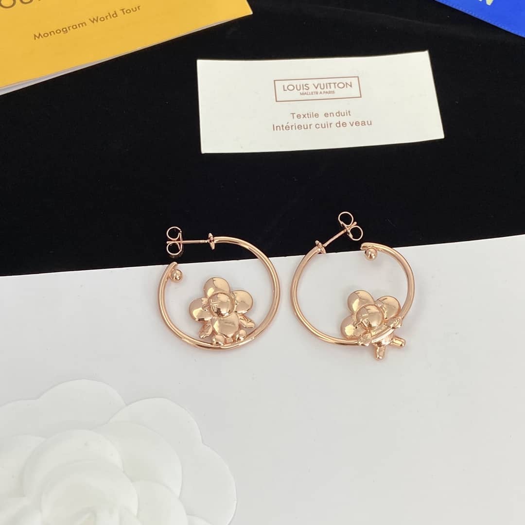 LV Hoop Earrings Dupe Logo
