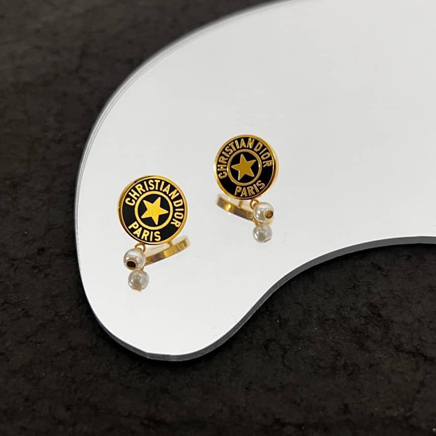 Fake Chr1st1an D10r Logo Earring