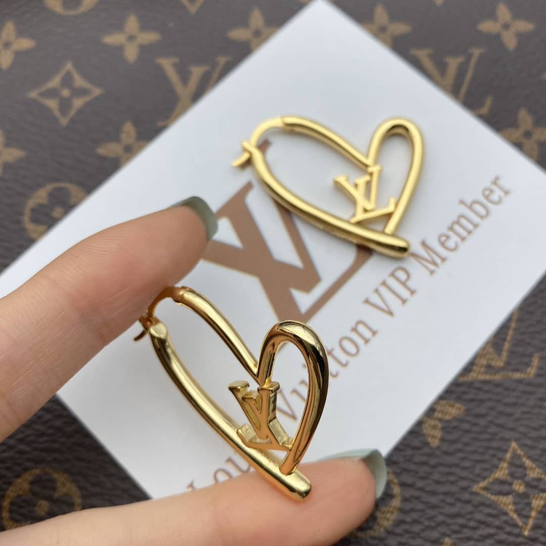 LV Hoop Earrings Dupe Logo