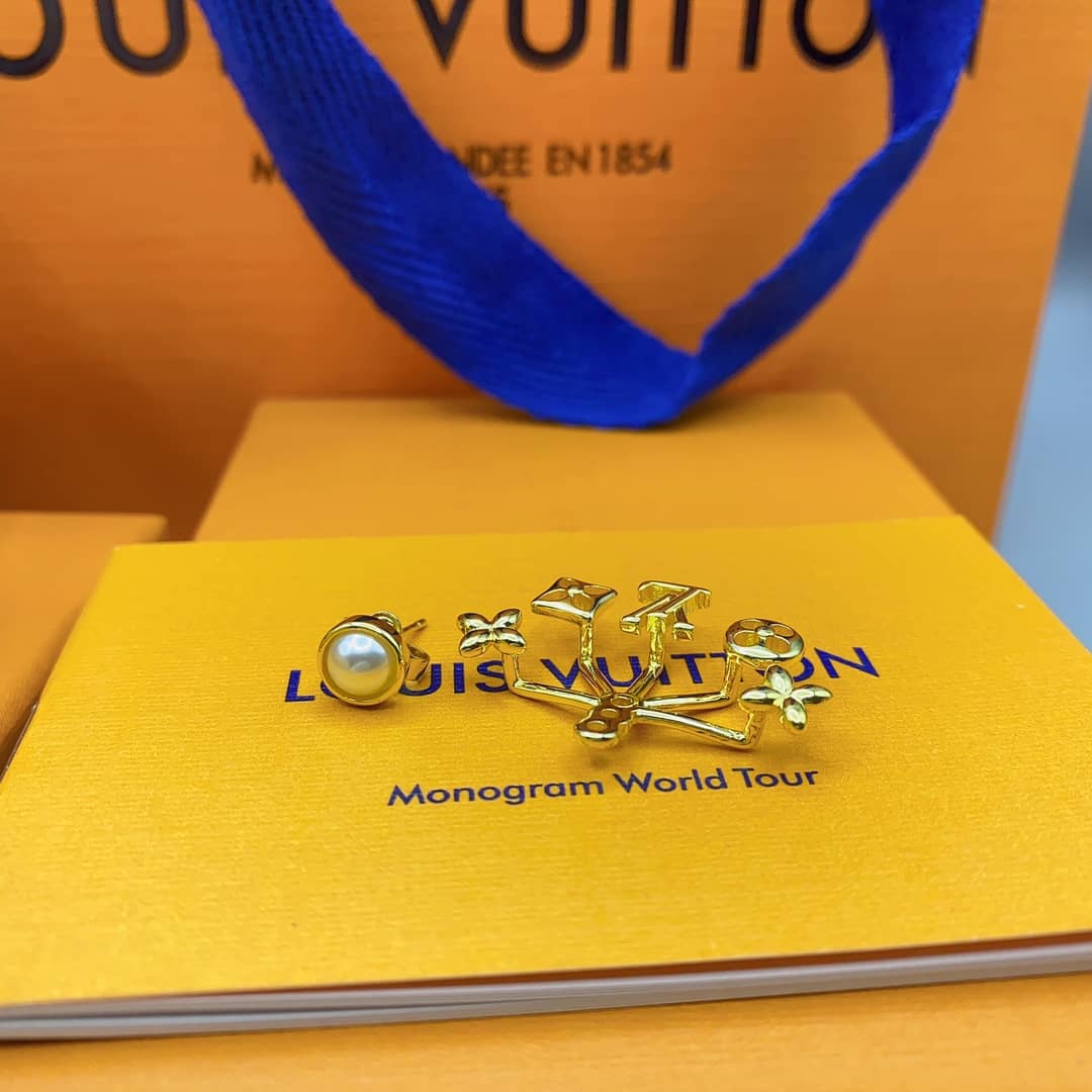 LV Hoop Earrings Dupe Logo
