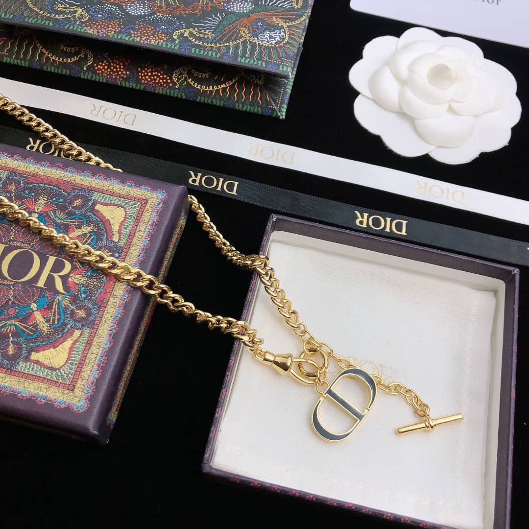 Fake Chr1st1an D10r Logo Necklace