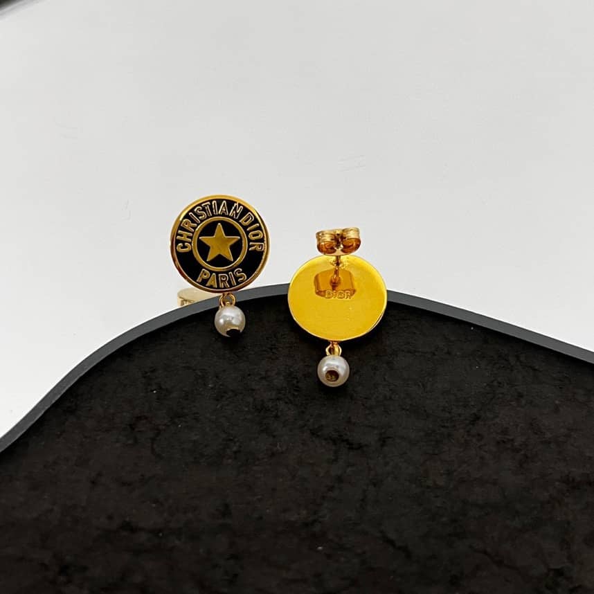 Fake Chr1st1an D10r Logo Earring