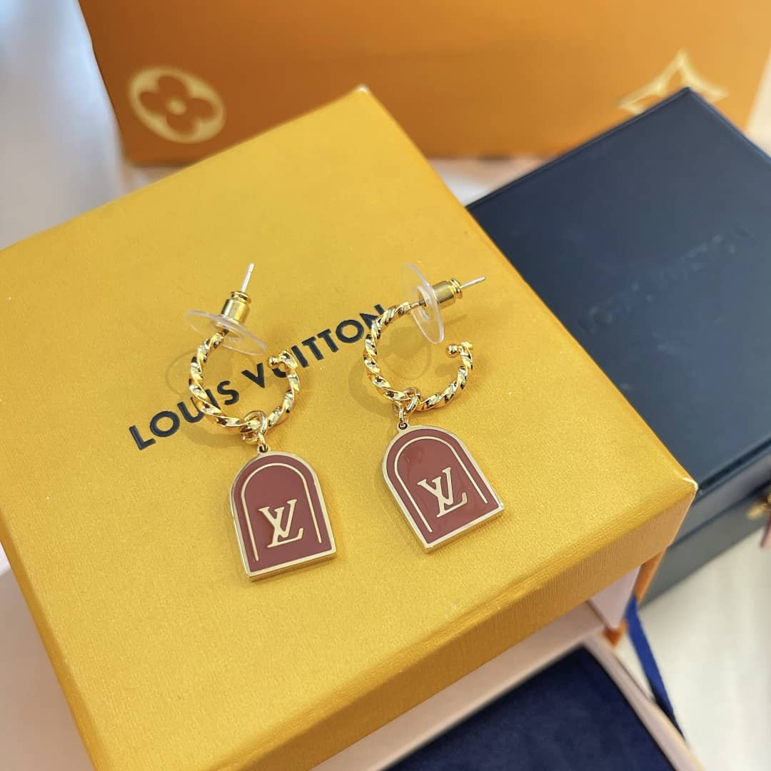 LV Hoop Earrings Dupe Logo