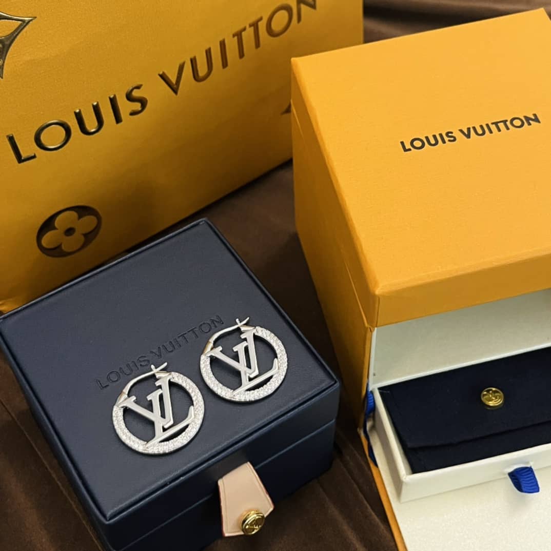 LV Hoop Earrings Dupe Logo