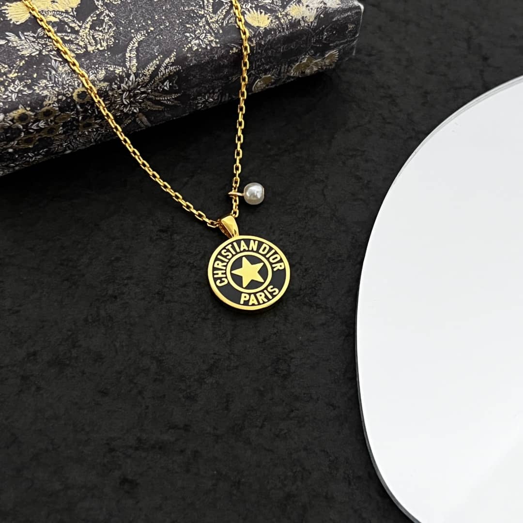 Fake Chr1st1an D10r Logo Necklace