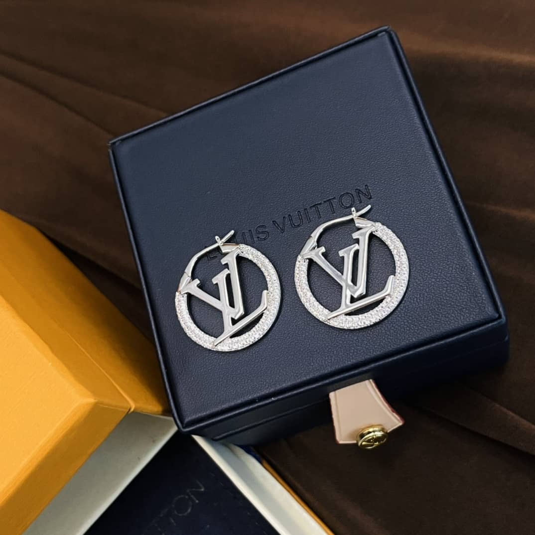 LV Hoop Earrings Dupe Logo