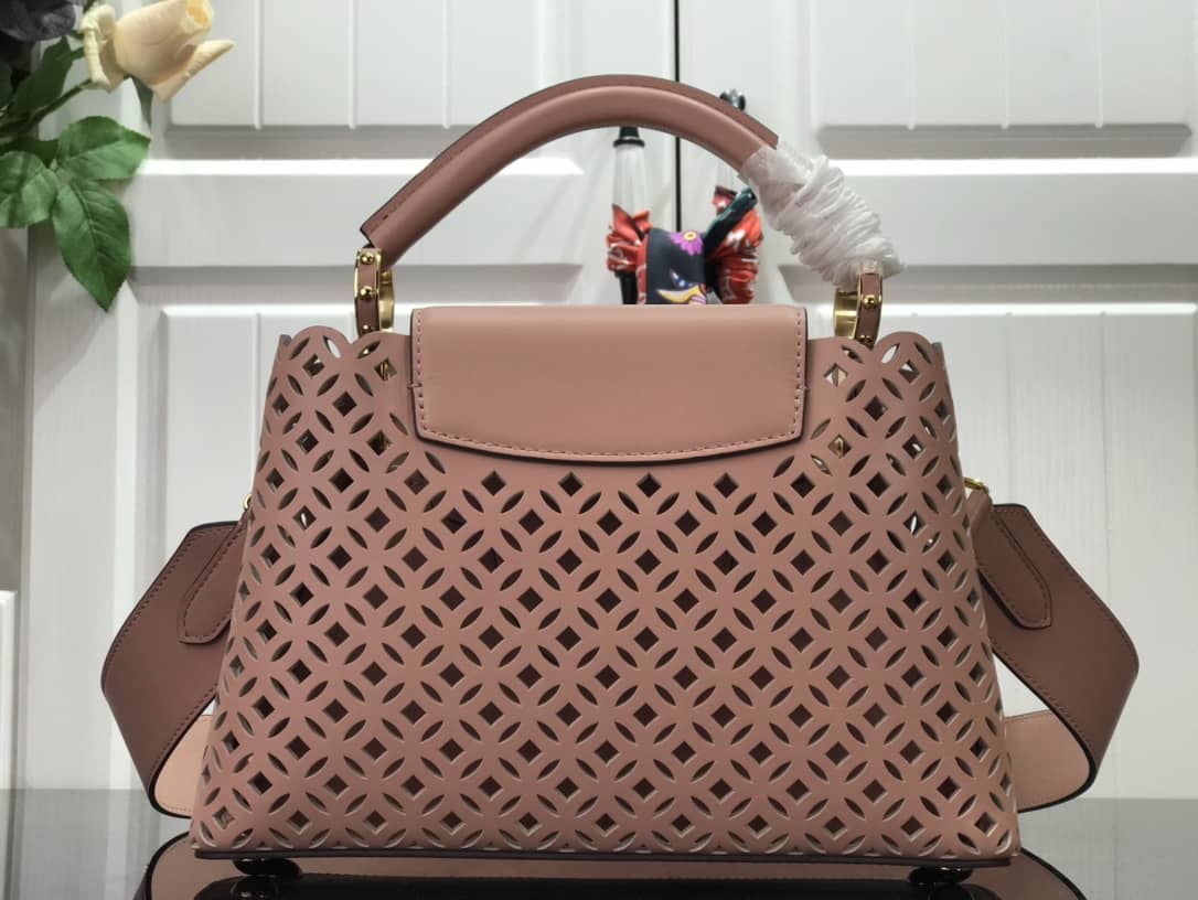 L0vis Vvtt0n Capucines BB Cutout Leather Bag Replica Pink M57228