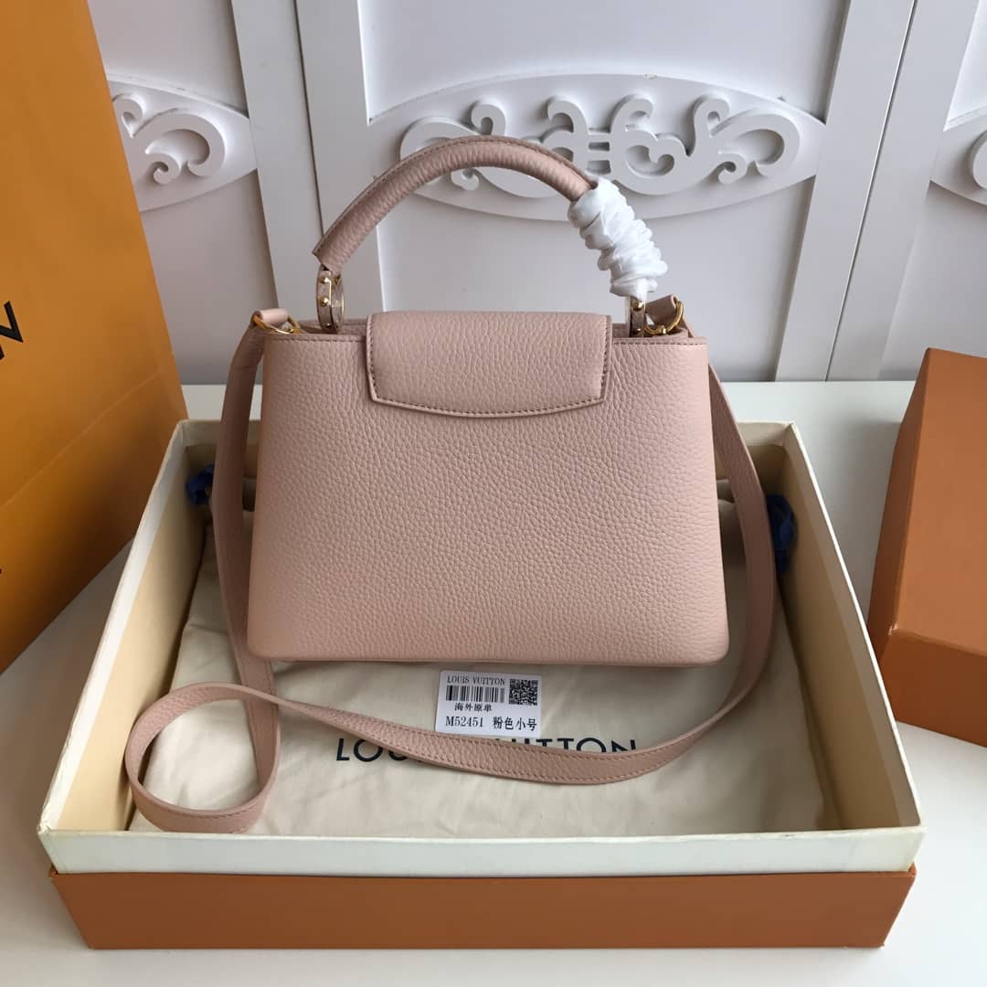 L0vis Vvtt0n Capucines Taurillon Leather BB Bag Replica Pink M52451