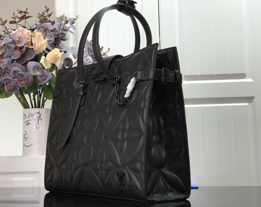 Luxury Mens Leather Logo Chain Tote