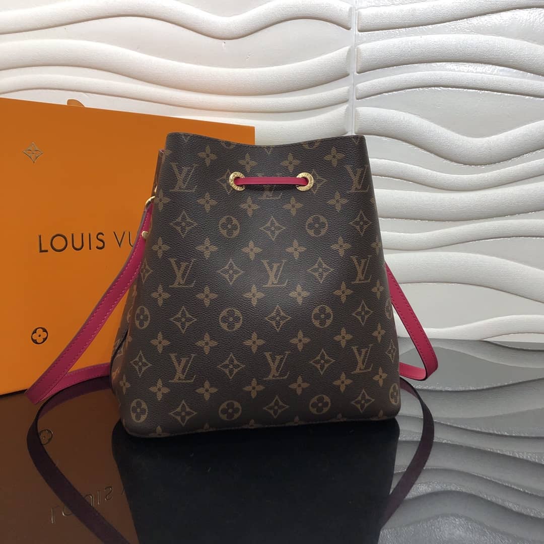 L0vis Vvtt0n Neonoe Replica Bucket Bag Brown Pink Red M44020