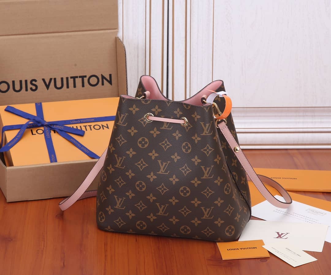 L0vis Vvtt0n Neo Noe Monogram Replica Drawstring Bag Pink M44022