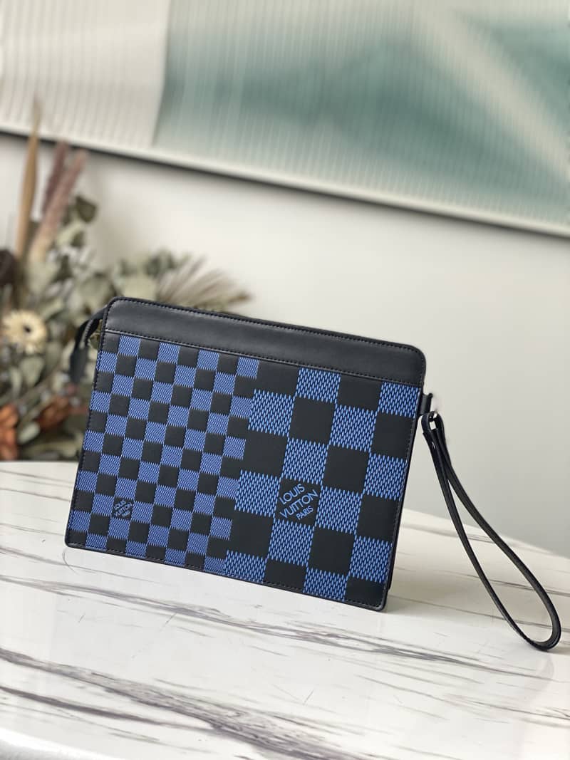 L0vis Vvtt0n Damier 3D Cowhide Leather Standing Replica Pouch N60448