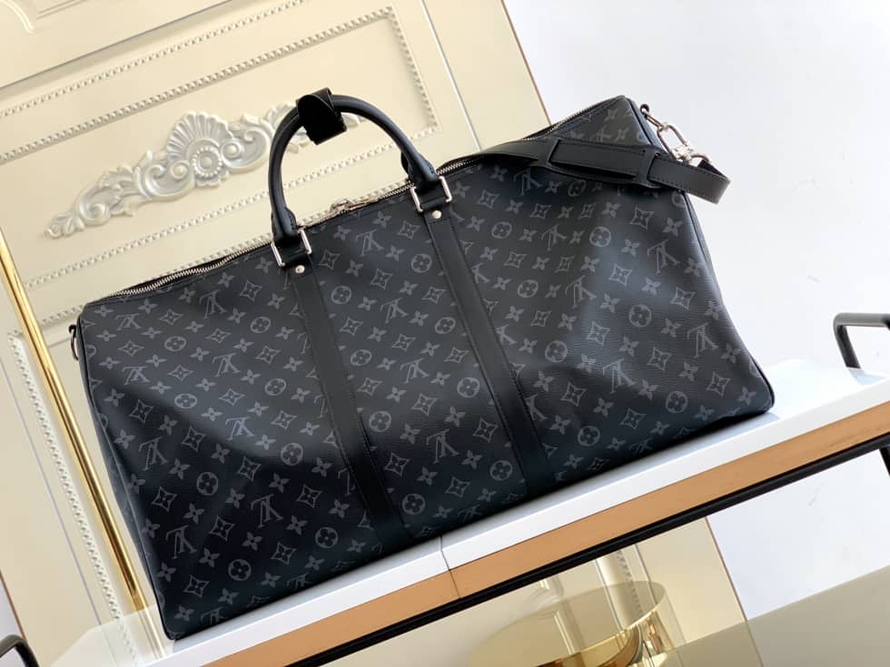 LV Duffle Bag Replica Keepall Bandouliere Duffle 55 Canvas Black M40605