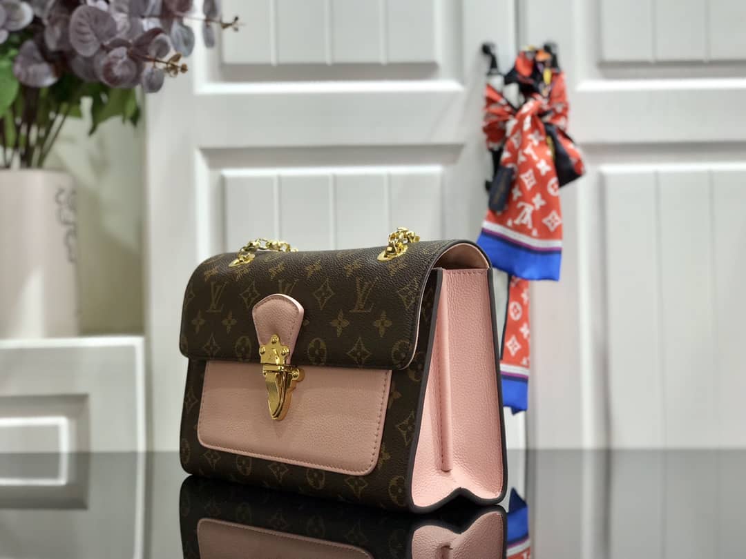 L0vis Vvtt0n Monogram Canvas Victoire Chain Bag Replica Pink M41731