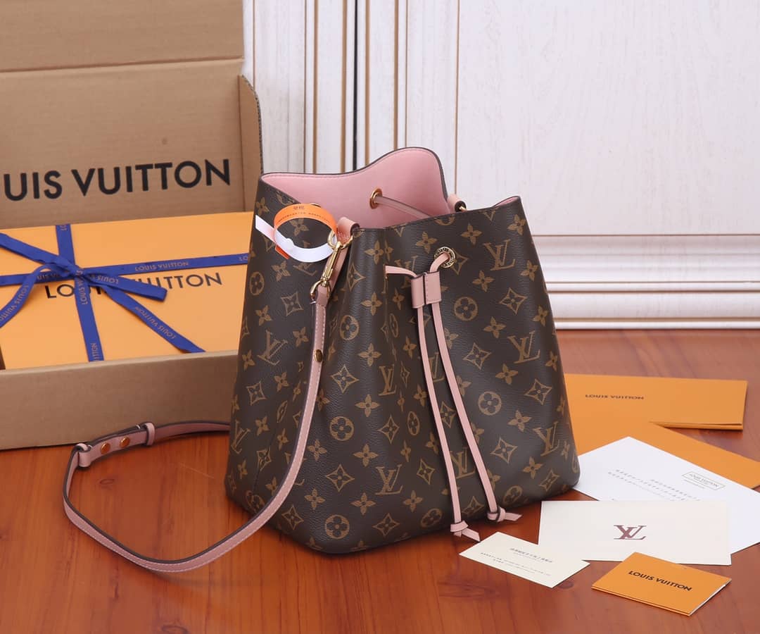 L0vis Vvtt0n Neo Noe Monogram Replica Drawstring Bag Pink M44022