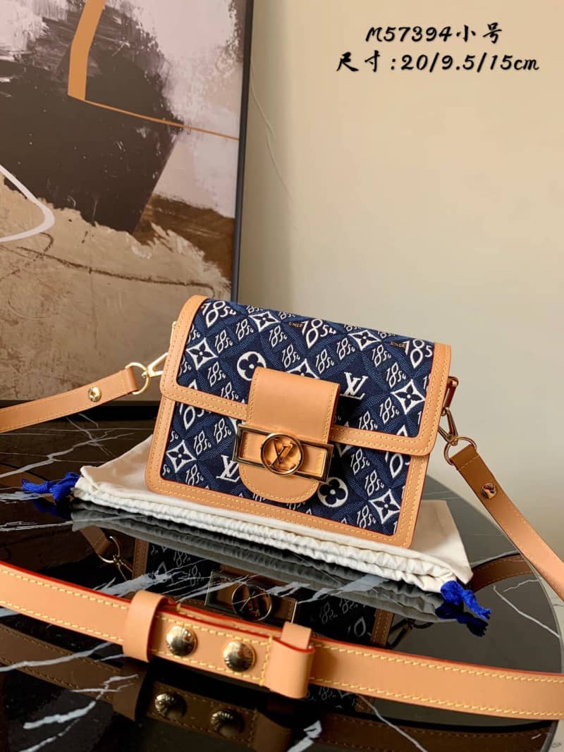 L0vis Vvtt0n Since 1854 Jacquard Pattern Dauphine MM Replica Shoulder Bag Blue M57211
