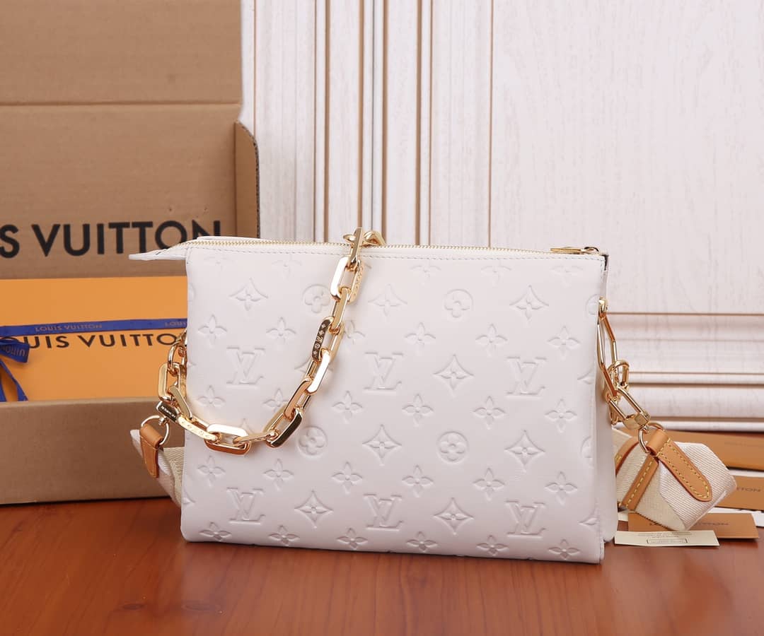 L0vis Vvtt0n Coussin PM Monogram Embossed Replica Crossbody Bag White M57790