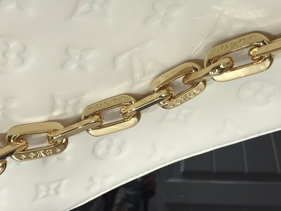 L0vis Vvtt0n Cream Coussin PM Monogram Embossed Lambskin Replica Bag White M57793