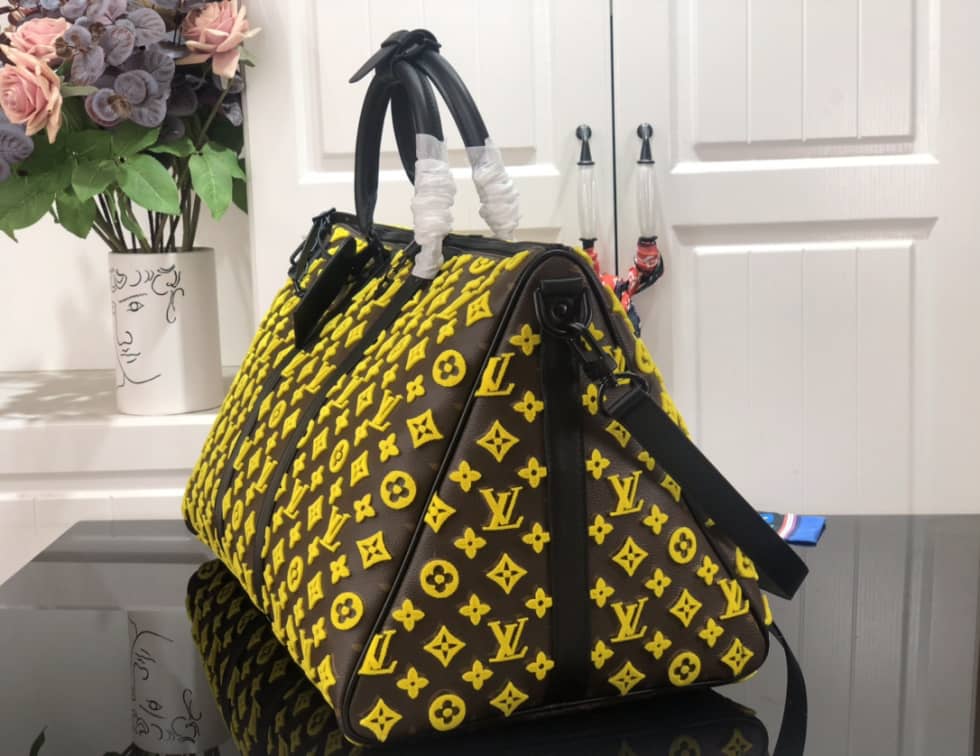 LV Duffle Bag Replica Keepall Triangle Bandouliere 50 Yellow M45046