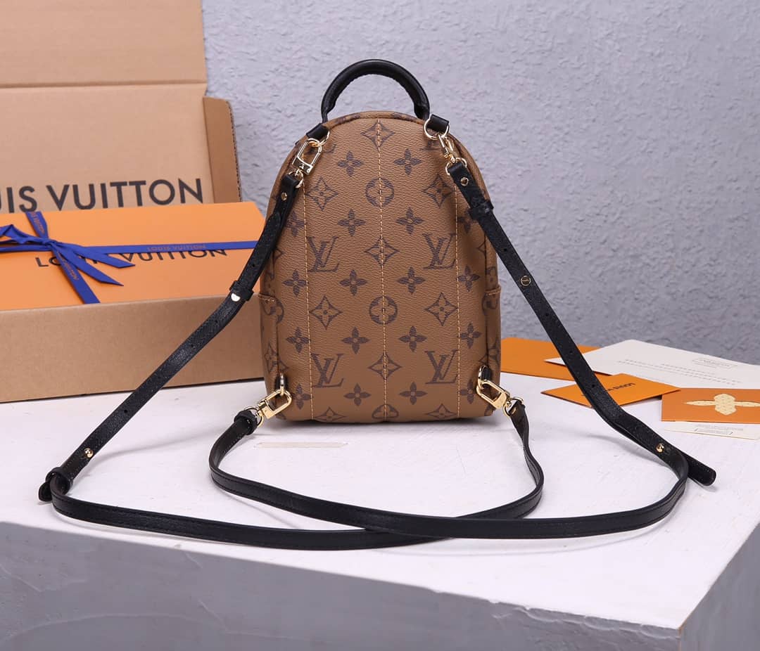 LV Backpack Replica Palm Spring Mini Monogram Reverse Canvas Brown M44872