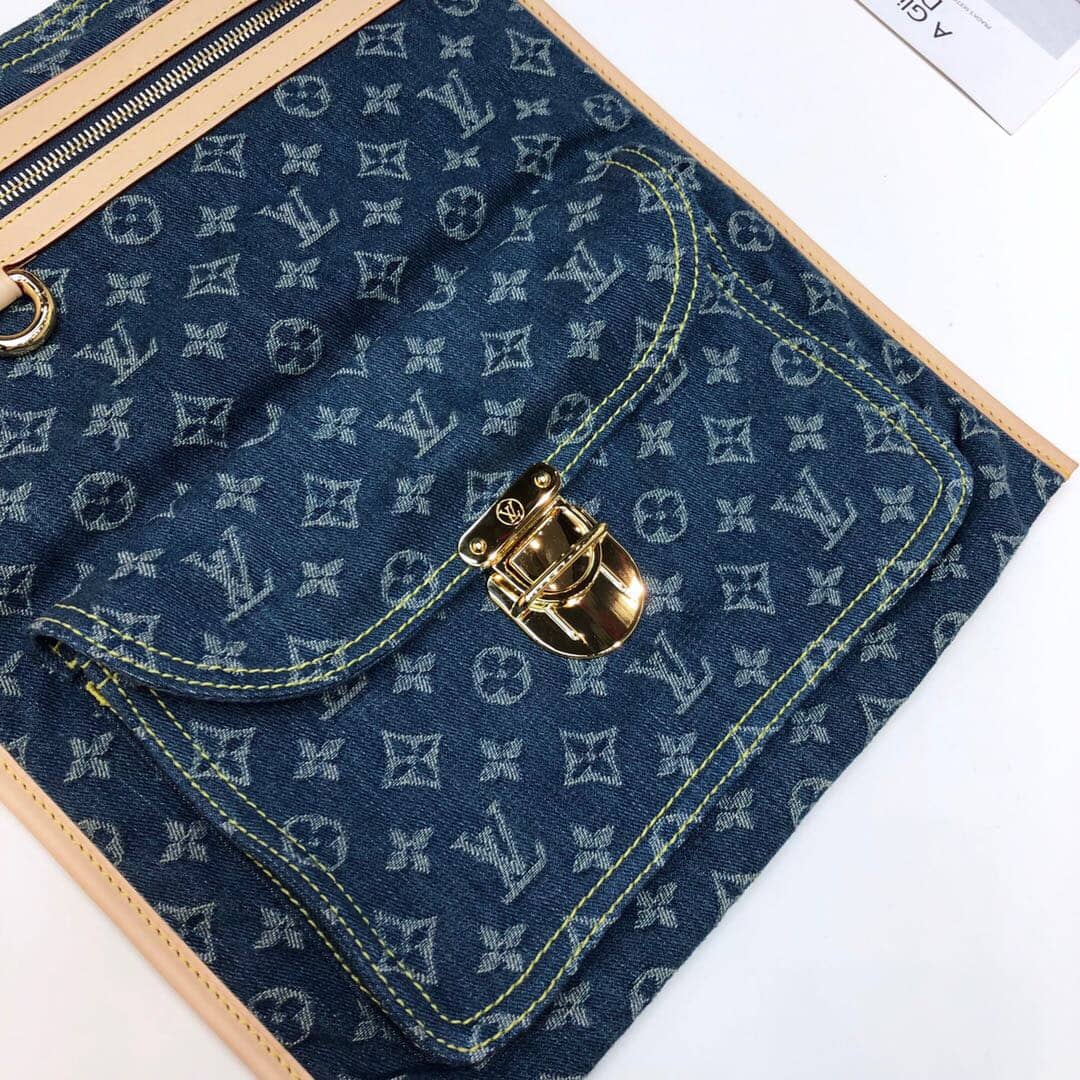 L0vis Vvtt0n Monogram Denim Flat Shopper Tote Replica M95018