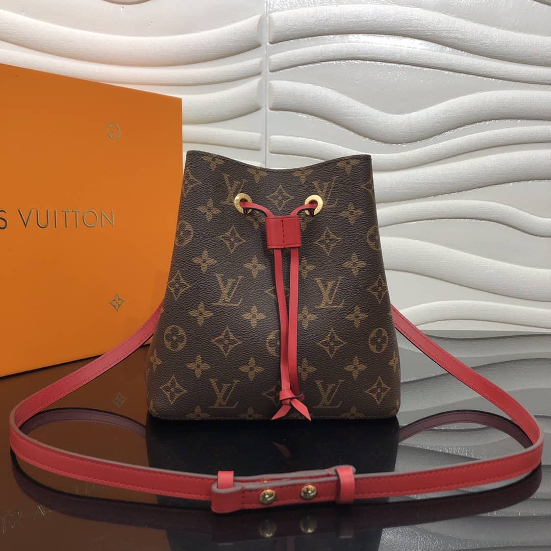 L0vis Vvtt0n Noe Monogram Canvas Replica Bucket Bag Red