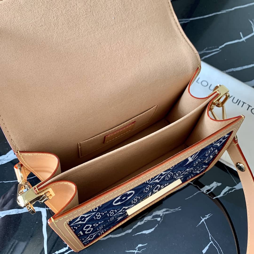 L0vis Vvtt0n Since 1854 Jacquard Pattern Dauphine MM Replica Shoulder Bag Blue M57211