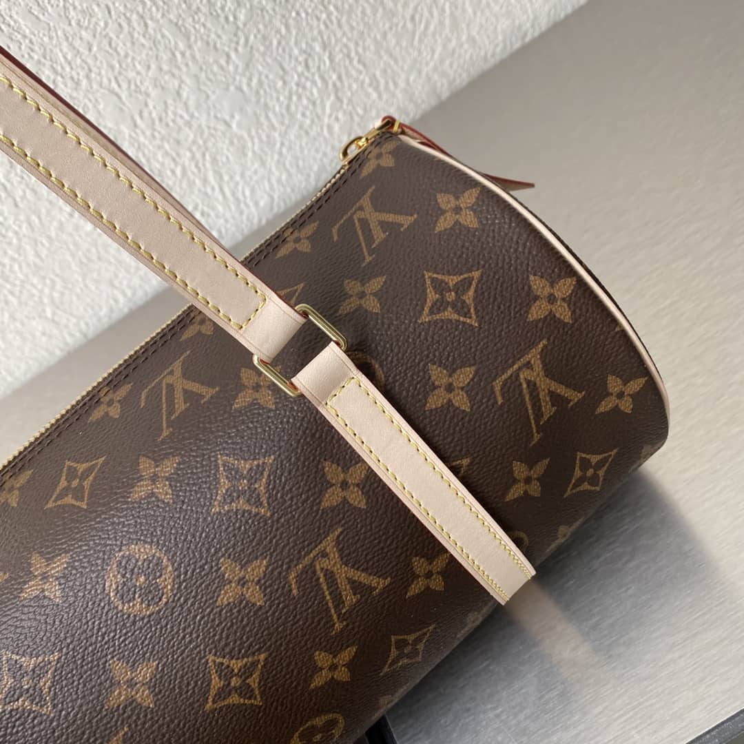 Wholesale LV Leather Cylinder Replicas Shoulder Bag Brown