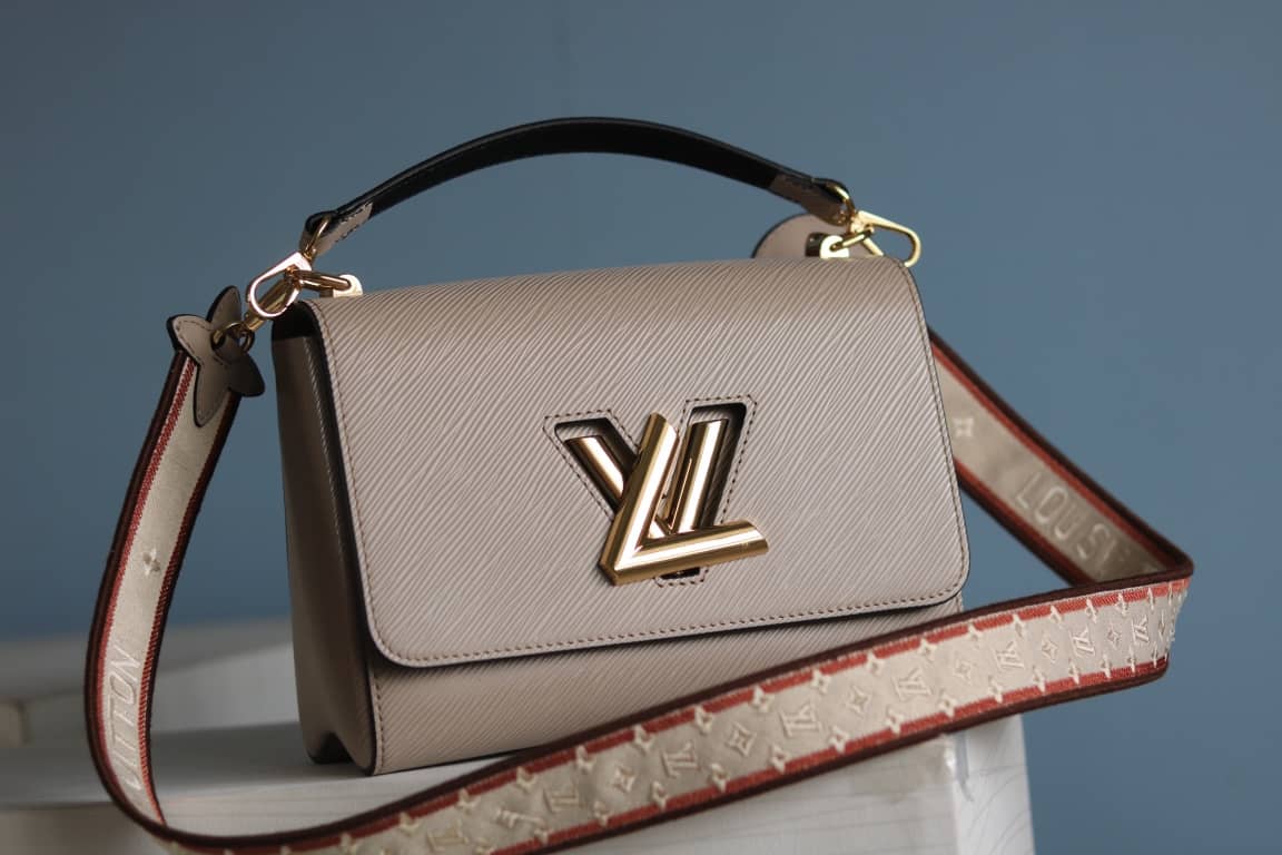 L0vis Vvtt0n Textured Epi Leather Twist Series Bag Gray